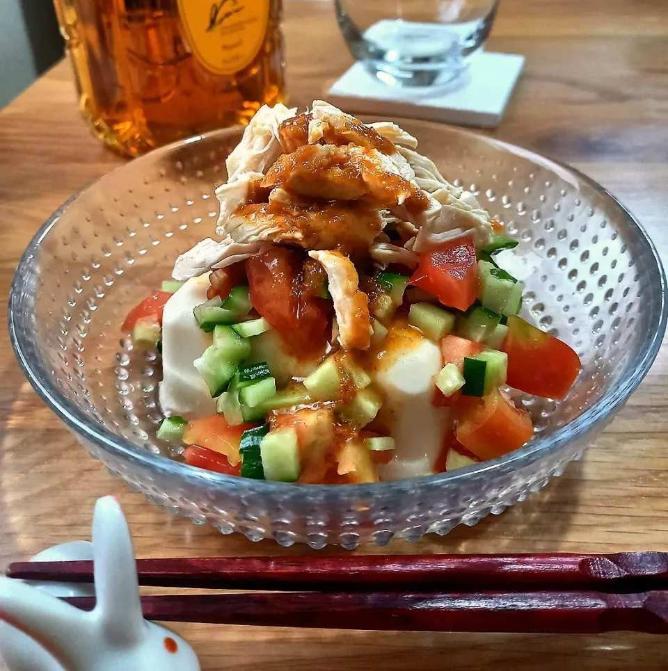 前日の棒々鶏の残りで😃棒々鶏豆腐|ナオミさん