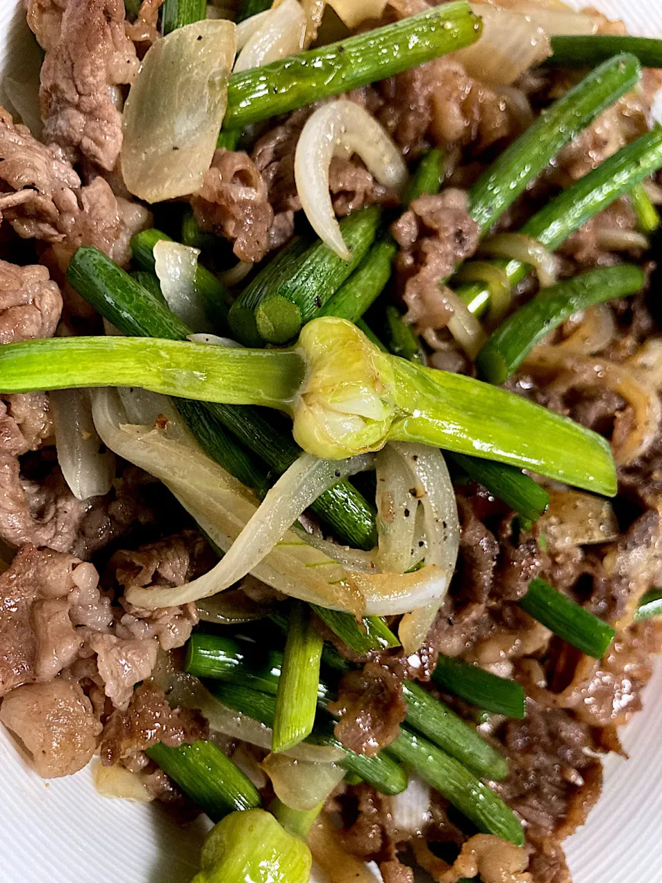 にんにくの芽と牛肉の炒め物|ふぅさん