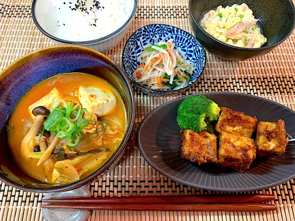 木綿豆腐の土佐焼きと豆腐チゲ|のらねこままさん