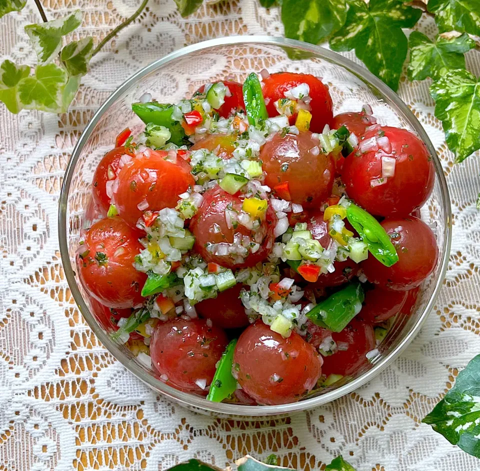 🍅プチトマト&スナップエンドウのラビゴットマリネ🍅|Hollyさん