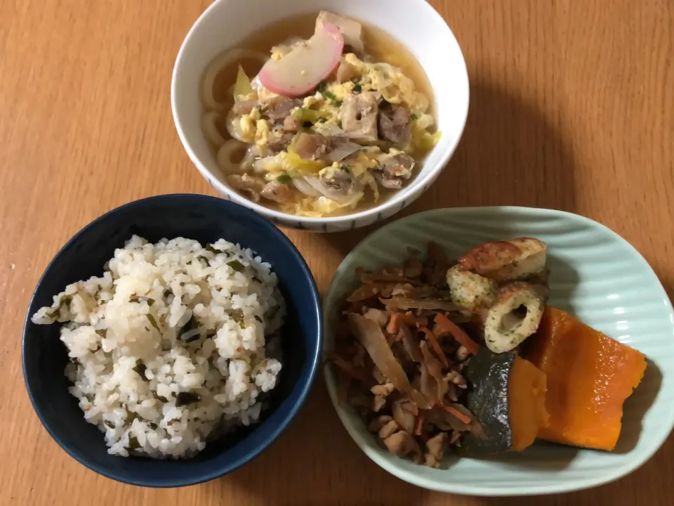 わかめご飯&卵うどん|ここなりさん