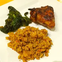 #dirty rice #bbqchicken #spinach|Janghunna Lisaさん