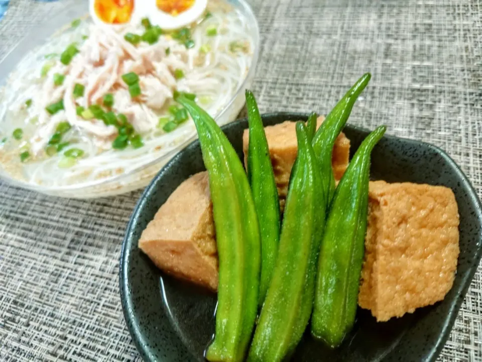 鶏塩そうめん
オクラと厚揚げ 煮びたし|マギーさん