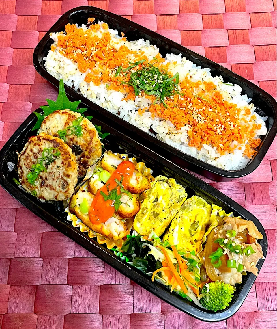 中学生息子のお弁当🍱 ハンバーグと海老カツ弁当🍱|Snow10さん