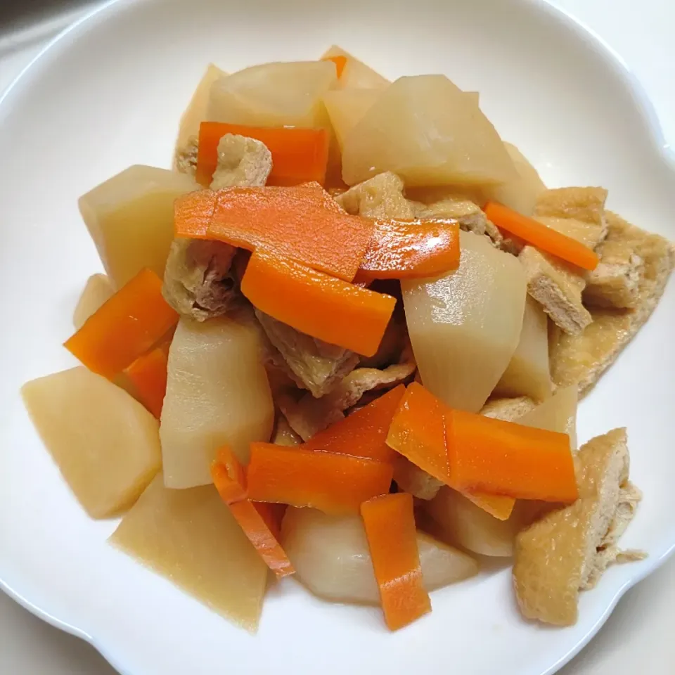 かぶ、油揚げ、ニンジンの煮物|しまだ ちえこさん