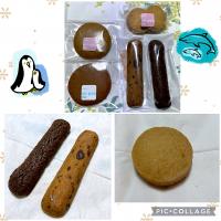豆乳クッキー（プレーン、きなこ）、きび糖クッキープレーン、黒糖クッキー、焼ショコラ　@un peu de