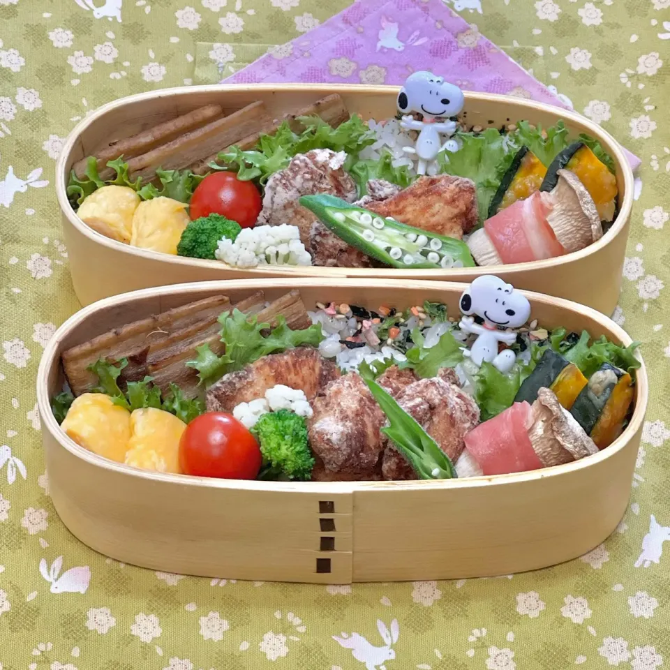 胸肉唐揚げ☘️の双子ちゃんお弁当💙❤️ 5/24火|sweet homeさん