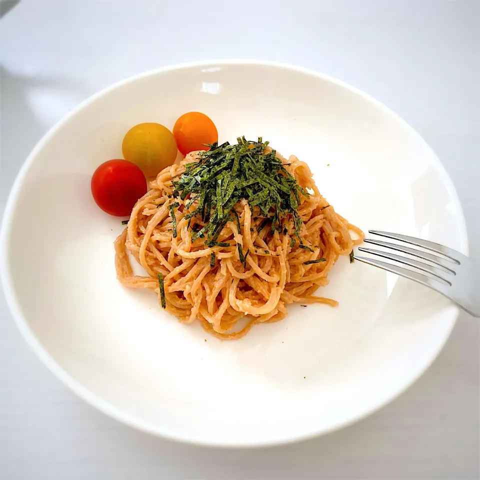 グルテンフリー麺で明太子パスタ|ジャスミンさん