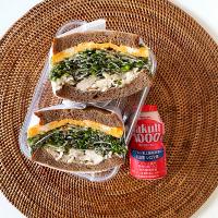 ブラン食パンでささみブロッコリースプラウト卵サンドイッチ
