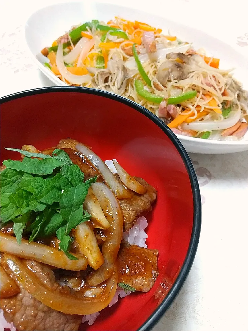 ☆今日の晩ごはん☆　焼肉丼　ビーフン|hamamaさん