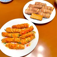 Snapdishの料理写真:オクラチーズの豚バラ巻き&厚揚げ大葉の豚バラ巻き|ゆうさん