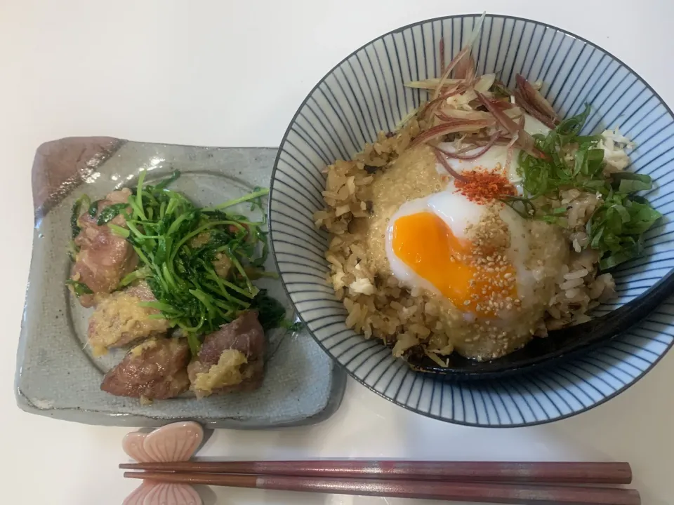 豚の味噌生姜焼きと鯛の炊き込みご飯|卍さん