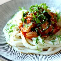 Snapdishの料理写真:豚キムチ冷やしうどん|よっすぃさん