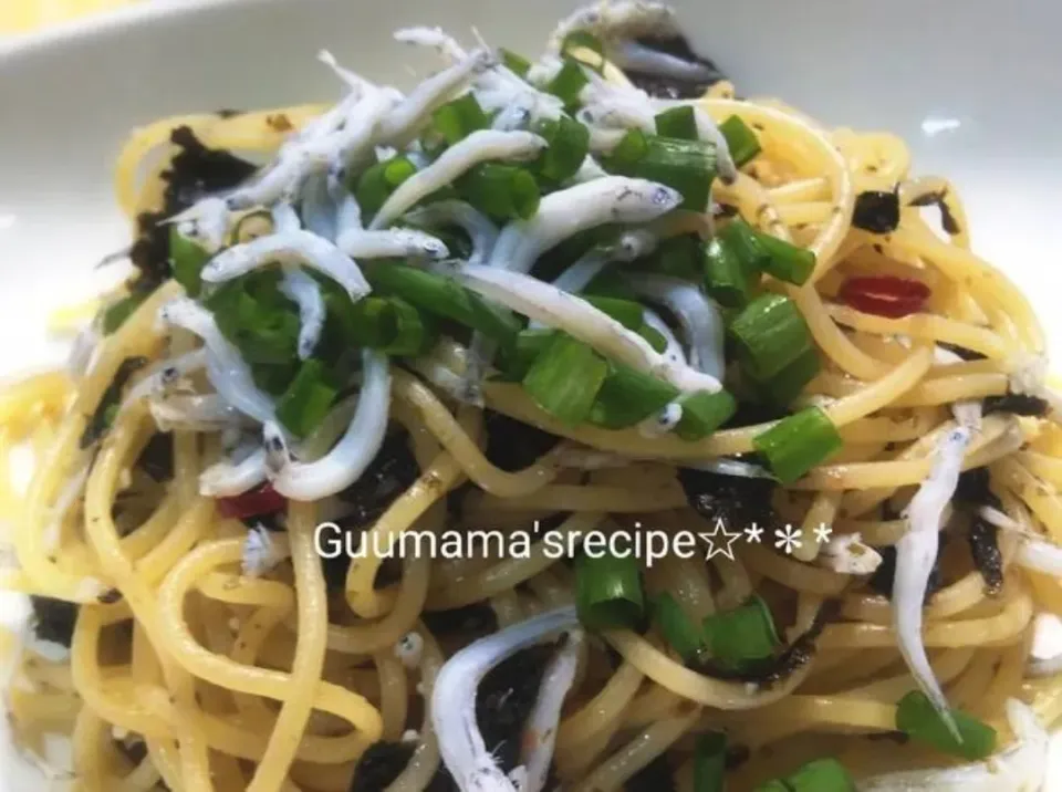 包丁不要♡簡単♡しらすと海苔の和風パスタ|Guuママさん