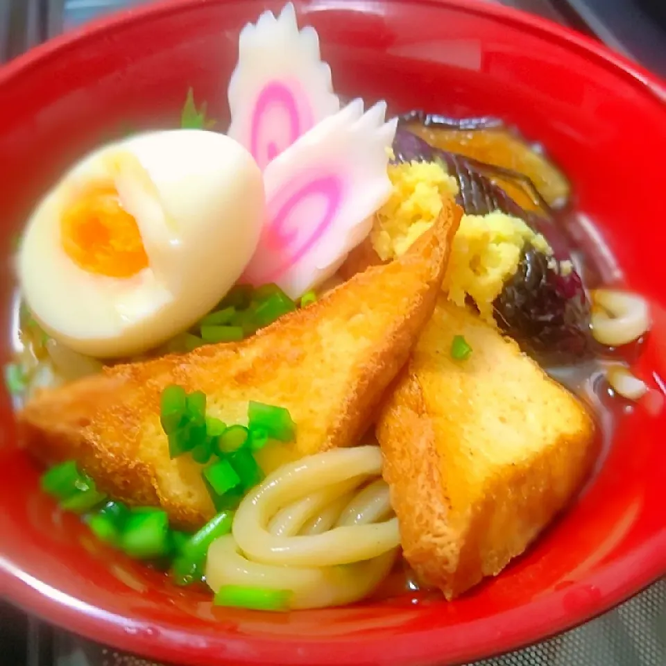 Snapdishの料理写真:厚揚げと揚げナスの冷やしうどん～♪♪|砂糖味屋キッチンさん