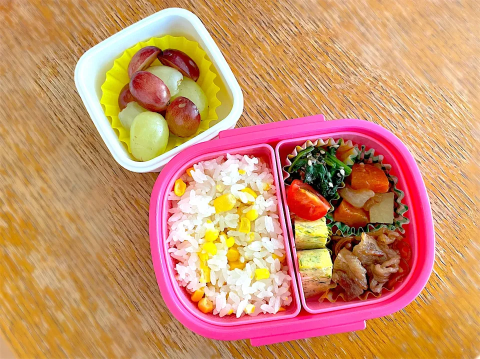 Snapdishの料理写真:とうもろこしごはんのお弁当|ふうりんさん