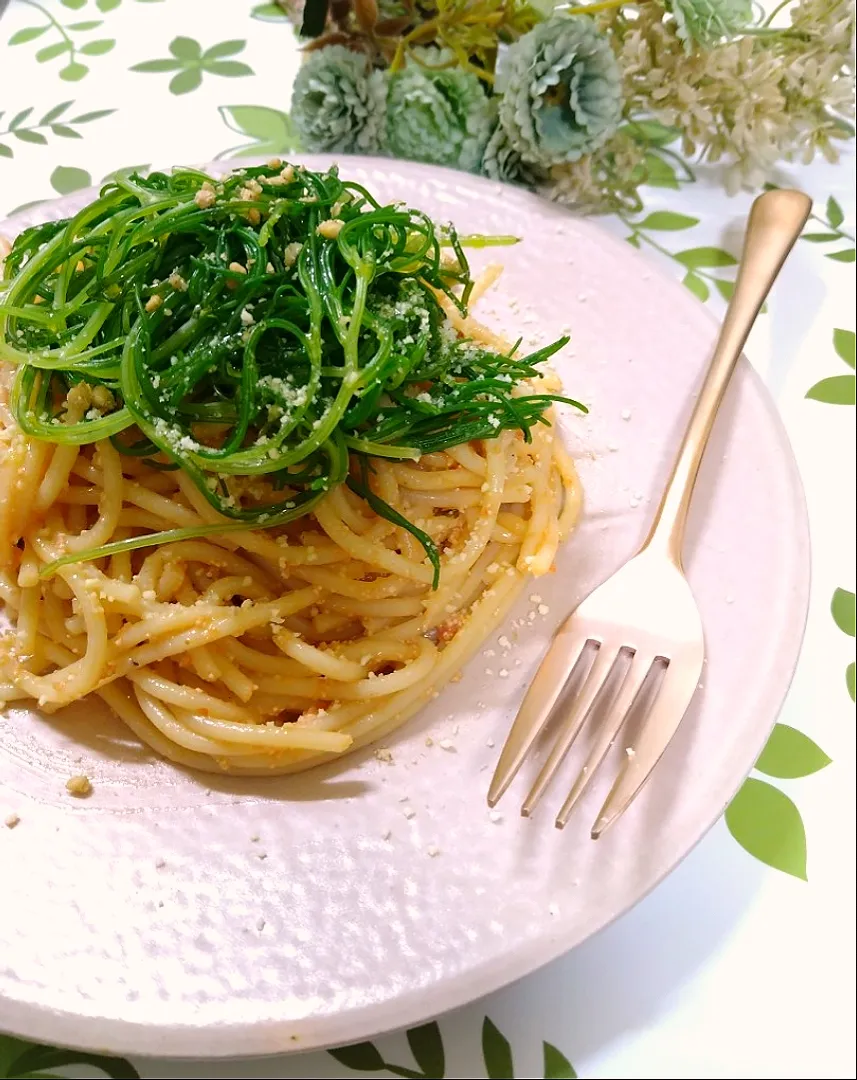 ぽっちさんの料理 おかひじきのジェノベーゼパスタ|fumiさん