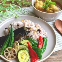 隠し味噌のスープカレー＆雑穀麦ご飯