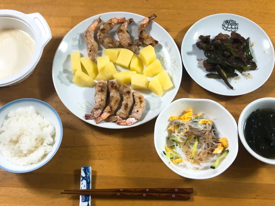 Snapdishの料理写真:夕飯🎵エビギョプサル|kiyominさん