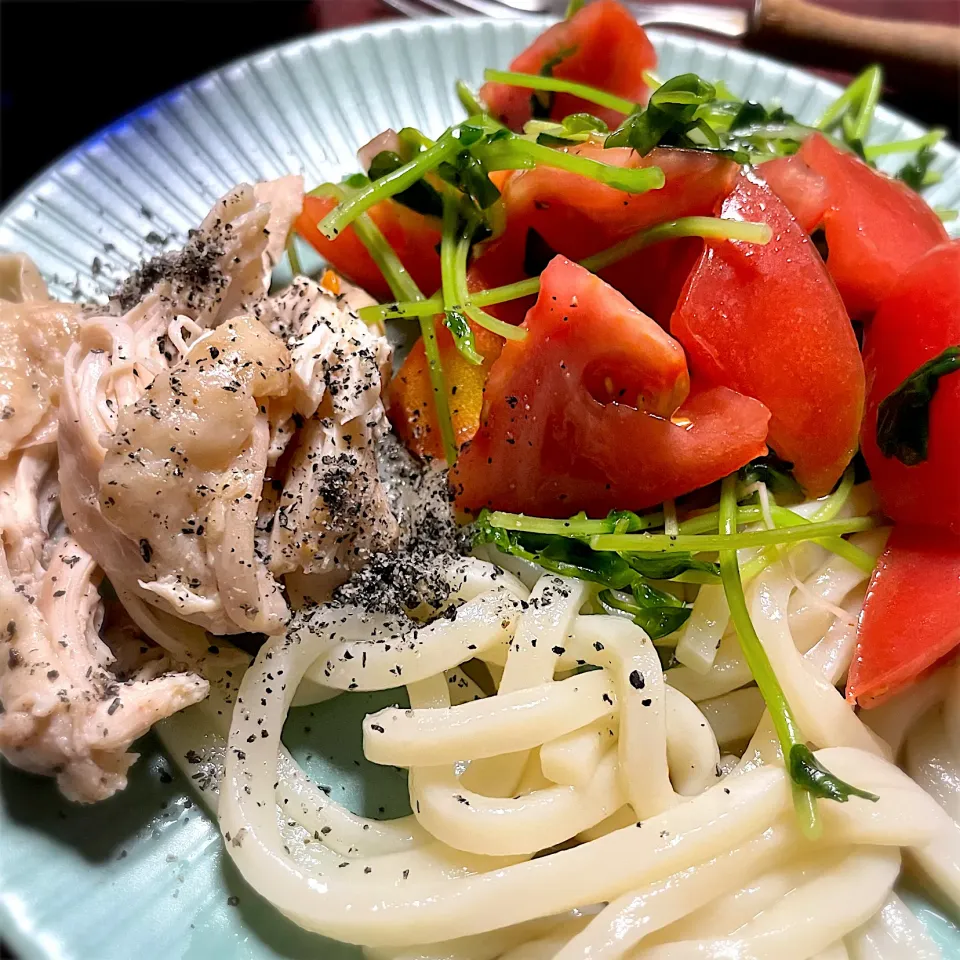 レンチン鶏むね肉と野菜うどん|lakiさん