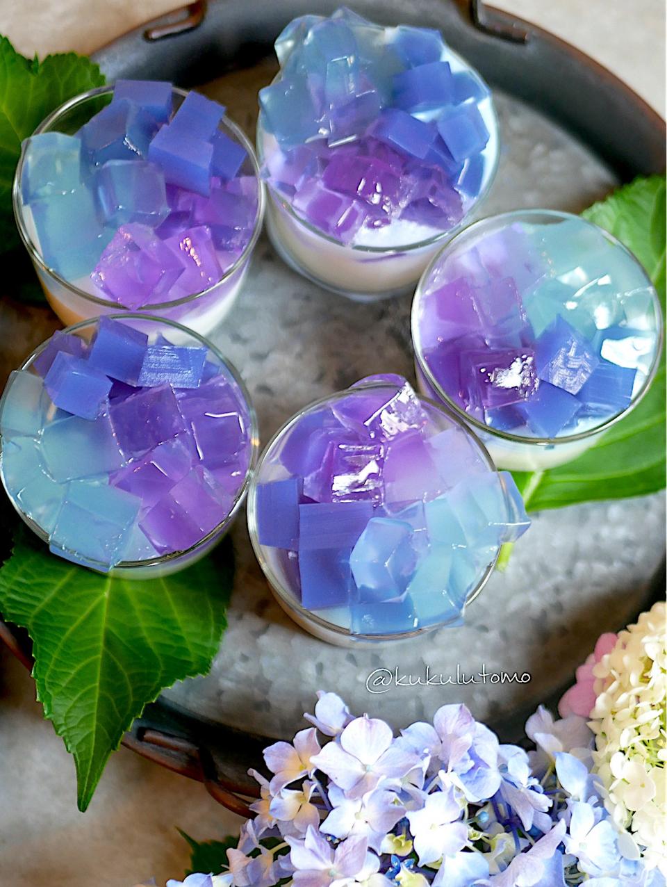 Kukulutomo さんの料理 3色紫陽花ゼリー Kukulutomo 𓎪 𓎩 𐩢𐩺𓎪 Snapdish スナップディッシュ Id Kuea5a