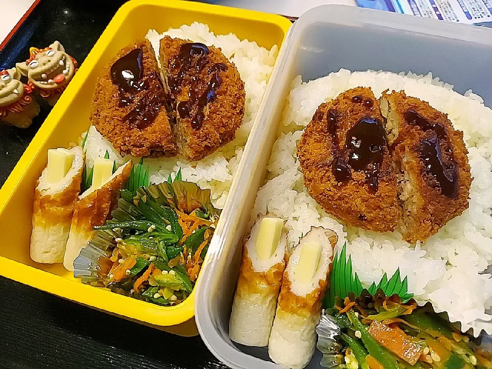 Snapdishの料理写真:夫弁当、息子弁当|みどりさん