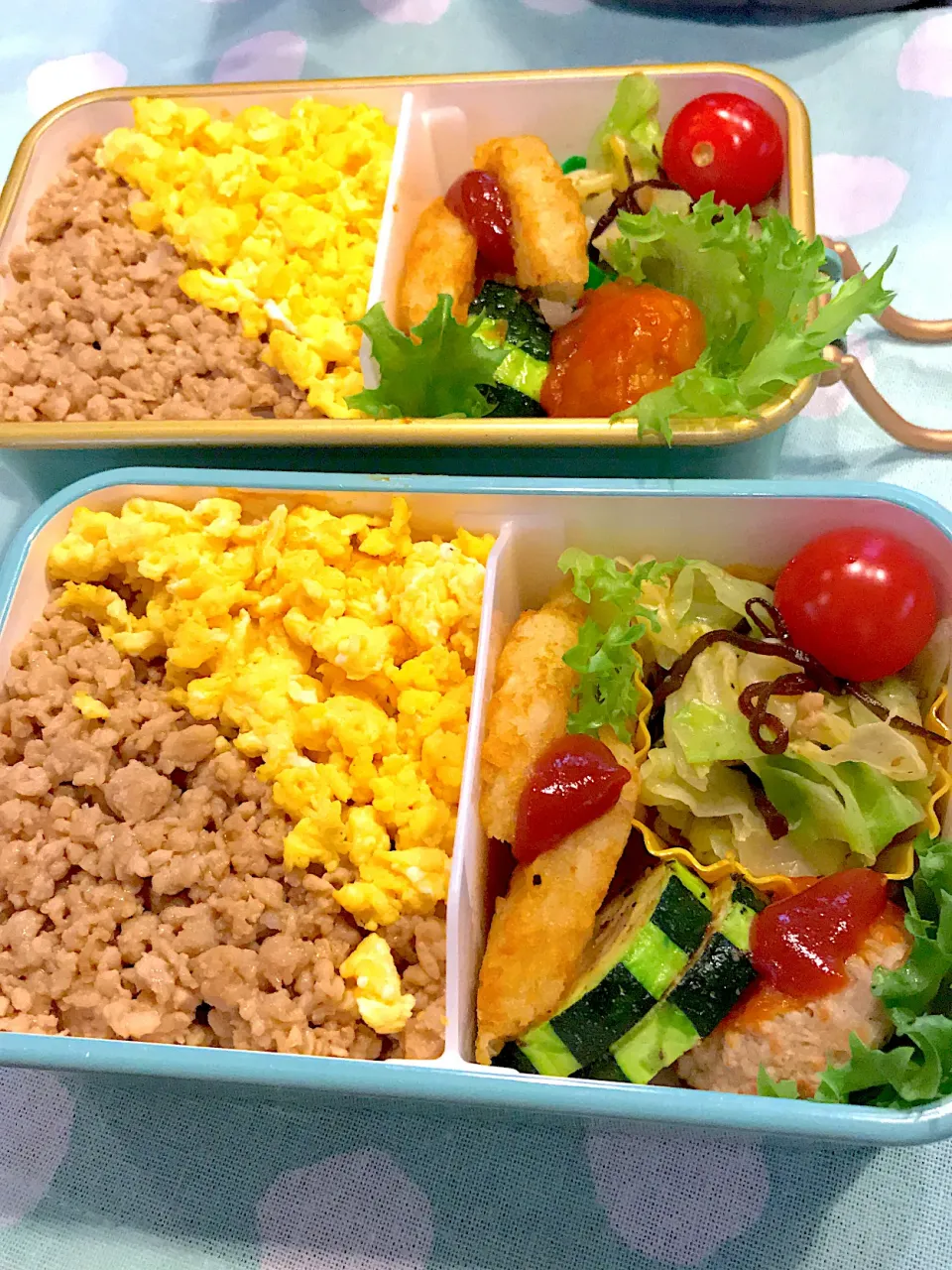 2022.6.7  ＊今日のお弁当＊そぼろ丼＆春キャベツの塩昆布あえ＊|rinrin*mama*さん