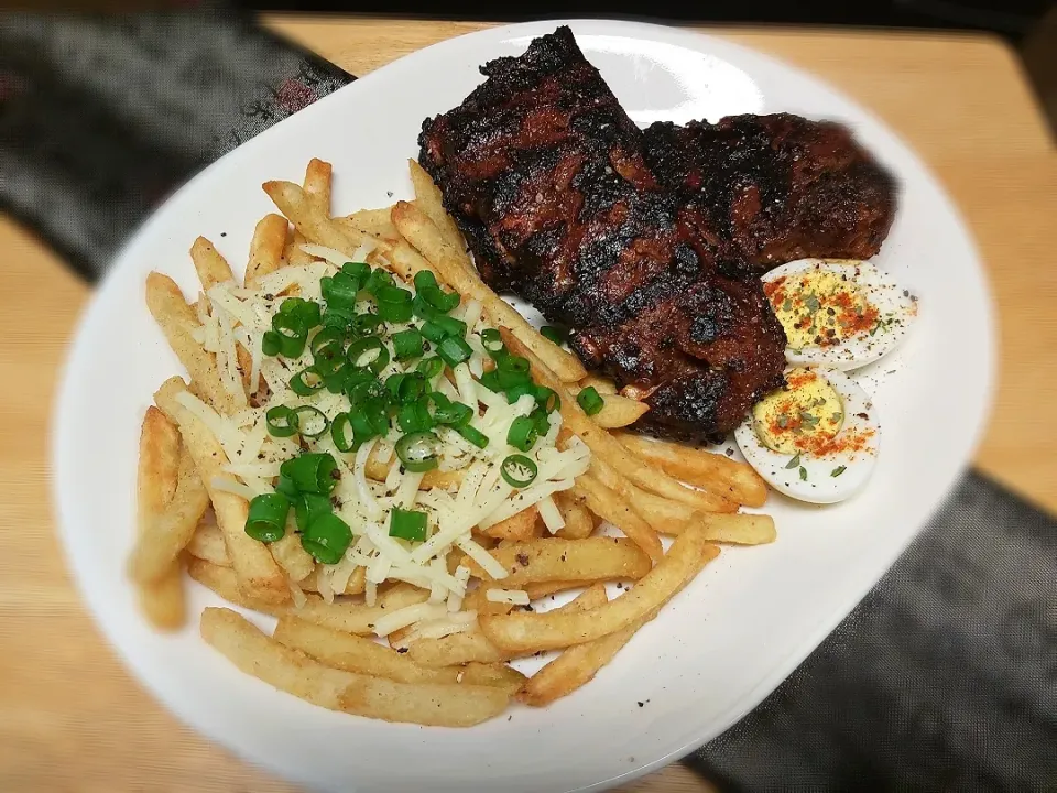 BentoFox's dish lazy day BBQ Ribs & air fried 🍟  😋|BentoFoxさん