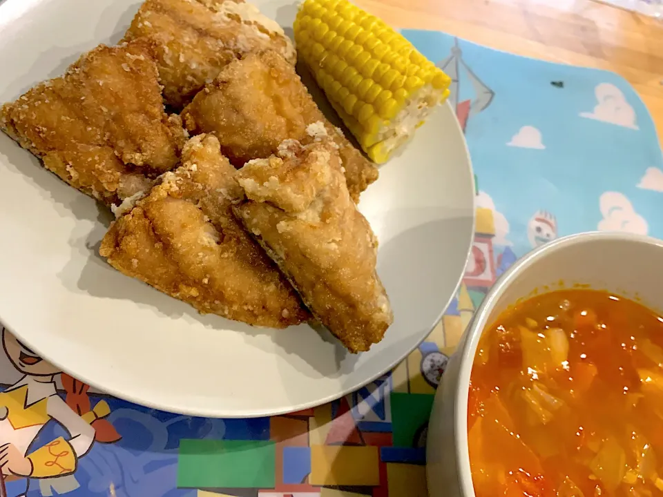 鯖の竜田揚げ　&   ミネストローネ|ぺろたんさん