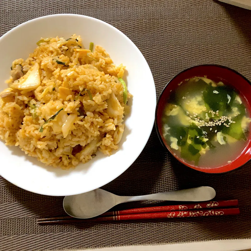 キムチチャーハン たまごスープ|みんごはんさん