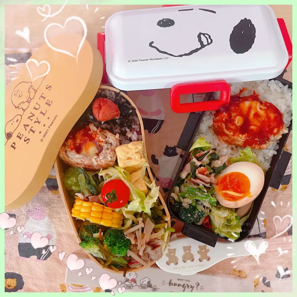 Snapdishの料理写真:６／９ ｔｈｒ チーズｉｎハンバーグどーんᵎ ᵎ(笑)弁当🍴|rinaronarさん