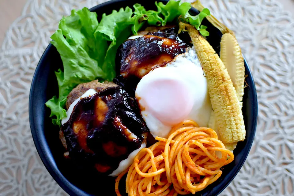 Snapdishの料理写真:息子ごはん『ロコモコ丼』|dra-kichiさん