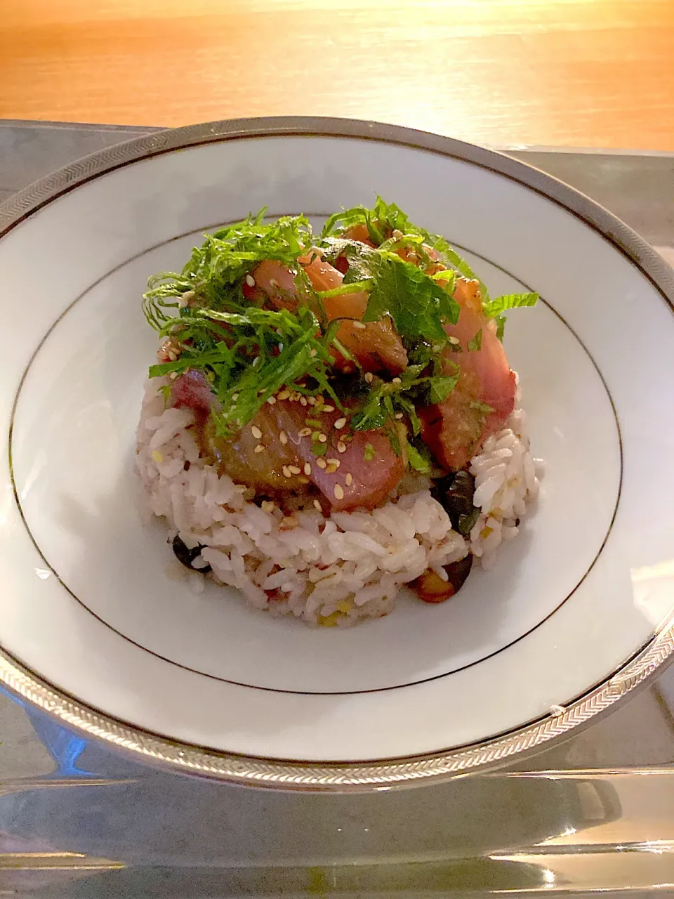 鯛の漬け丼→お皿へ|yukiさん