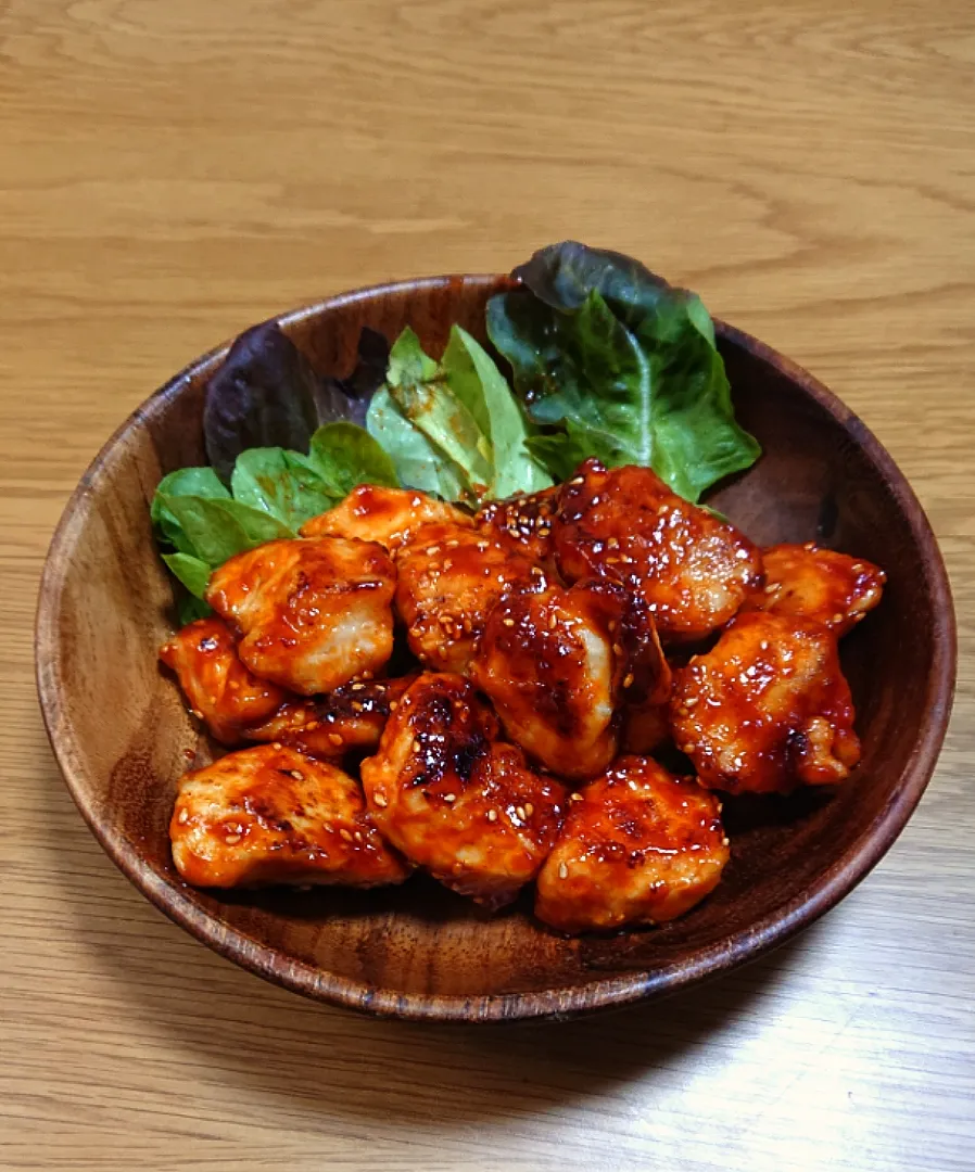 鶏むね肉で揚げないヤンニョムチキン|ごはんきろくさん