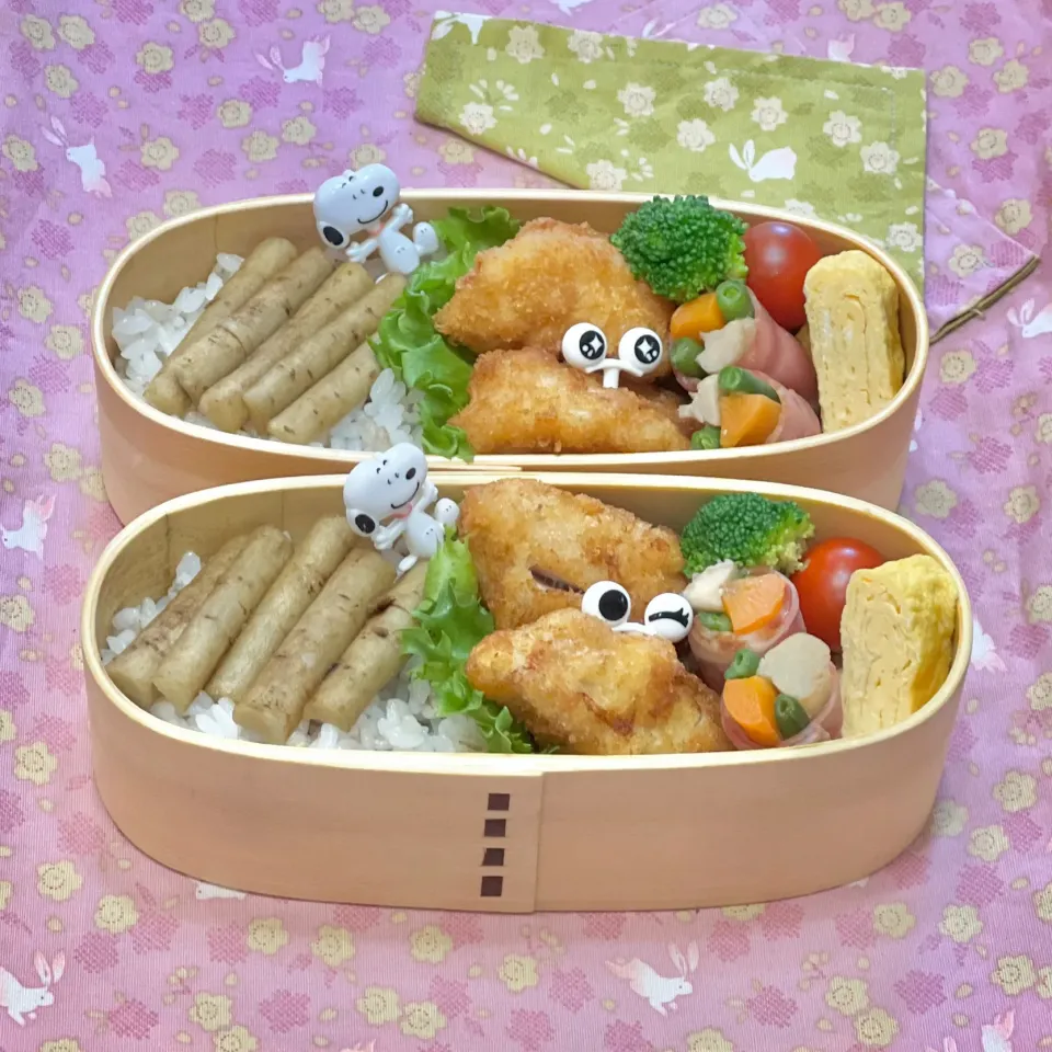 タラフライ☘️の双子ちゃんお弁当💙❤️ 6/8水|sweet homeさん