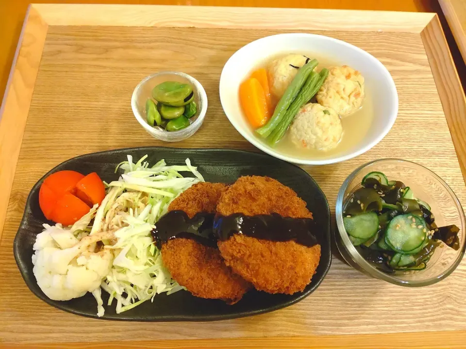 ☆メンチカツ
☆銀杏ひろうす煮
☆酢の物
☆そら豆|chikakoさん