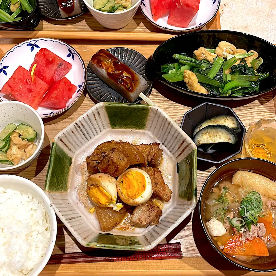 豚の角煮で和食ごはん🍚|mokoさん