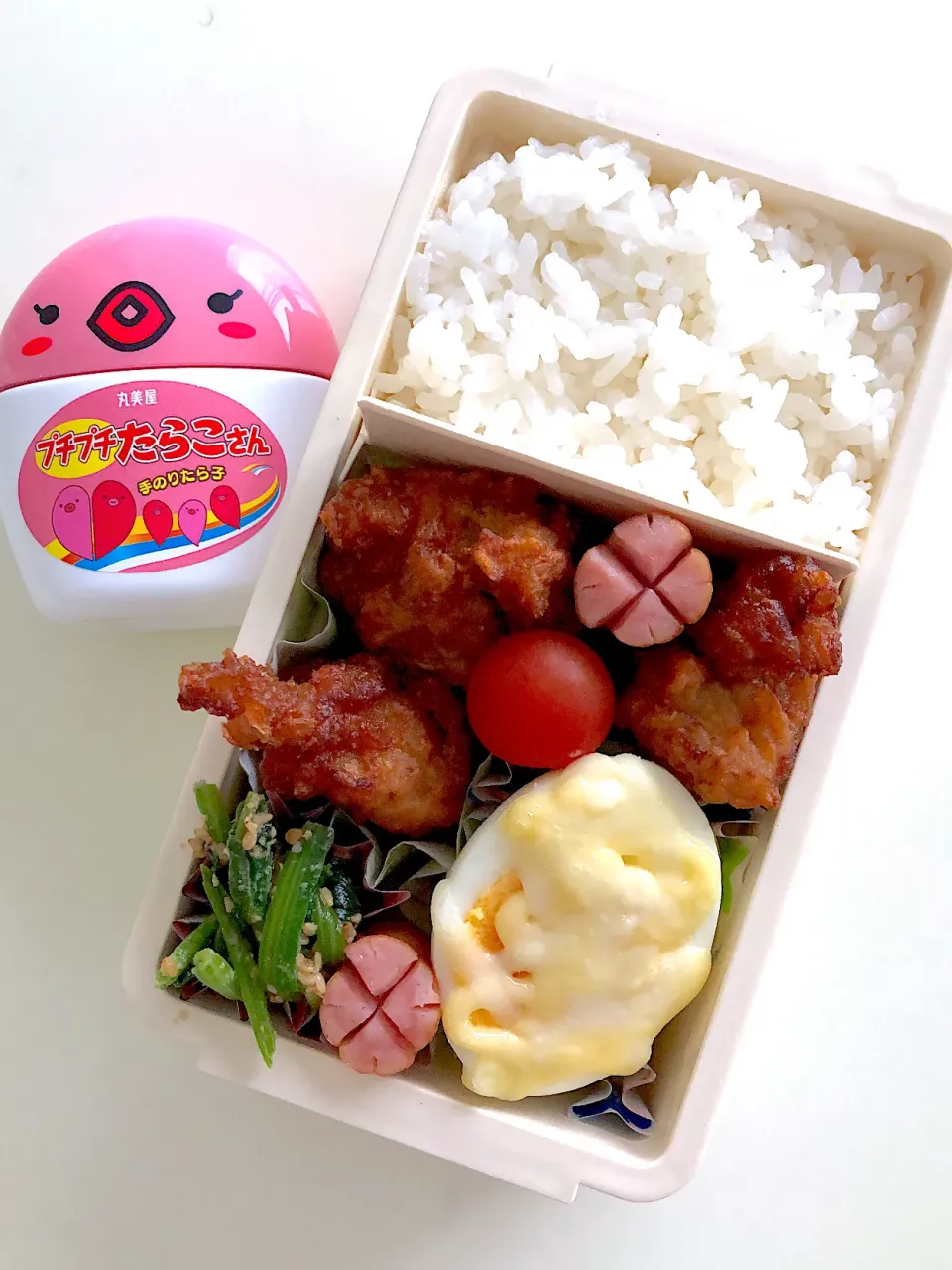 唐揚げ&ゆで卵のチーズ焼き弁当♪|ikumonさん