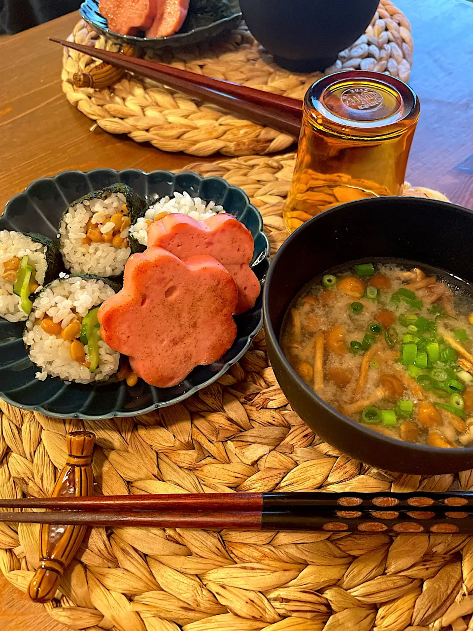 納豆巻きとなめこのお味噌汁|ＭＡＲＵＥ家の食卓さん