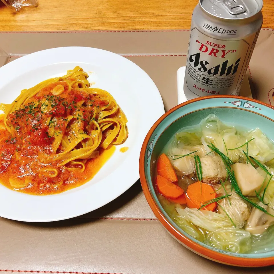 トマトソースパスタ🍝
ほたてつみれのスープ|naoさん