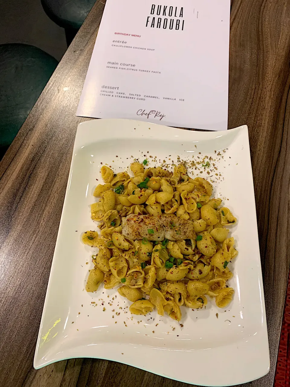 Seared Fish, Citrus Turkey Pasta|chef.rejさん