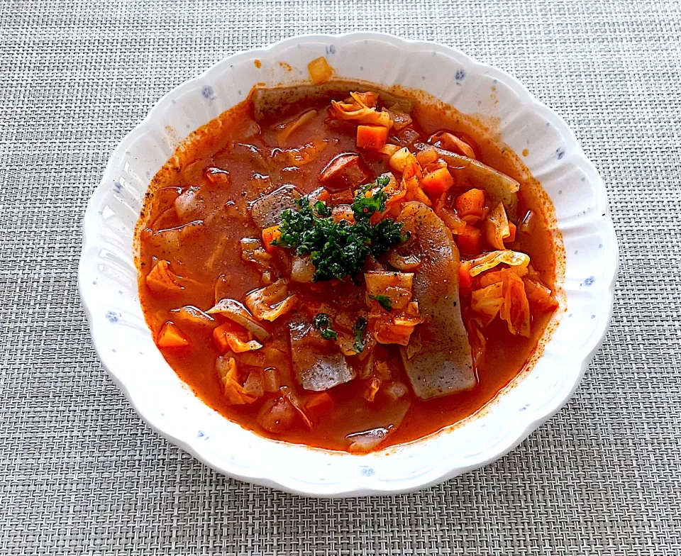 トマトジュースでこんにゃくミネストローネ|浜@ちゃんさん