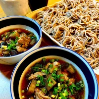 Snapdishの料理写真:茄子と豚肉のつけ蕎麦