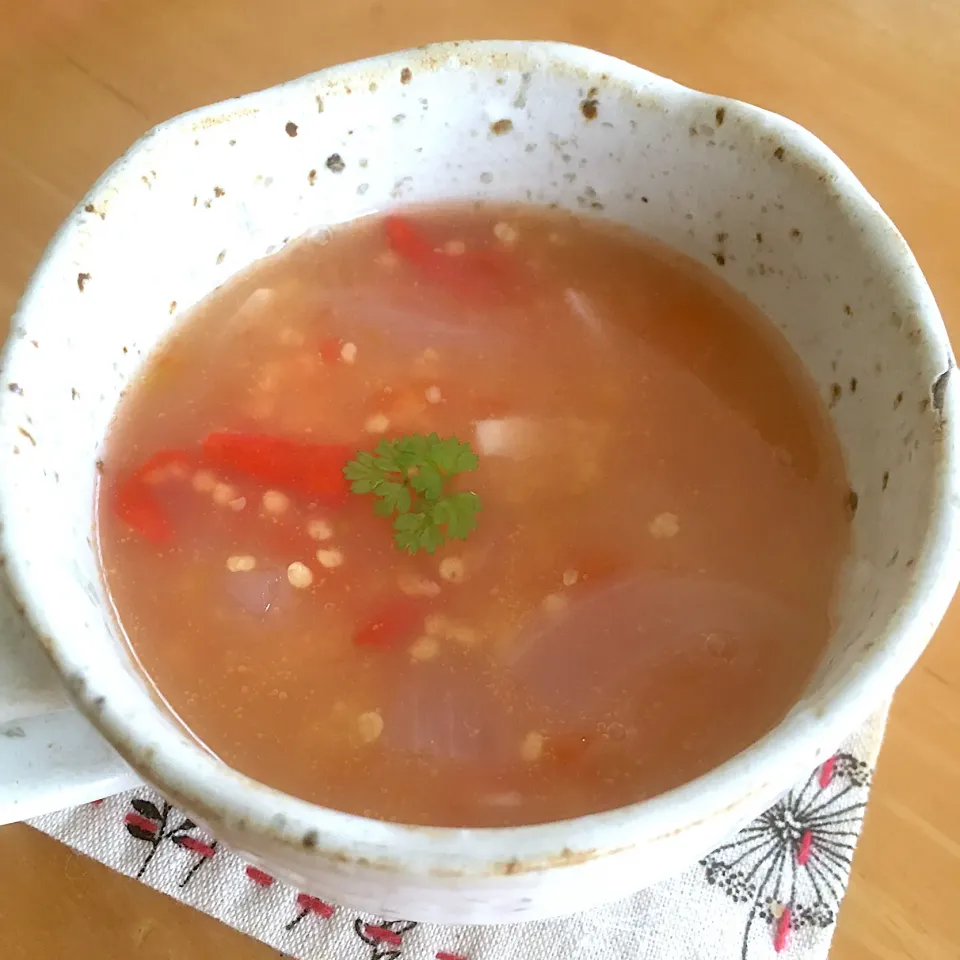 もちキビ🌾とトマト🍅のスープ|Yu Yu mamaさん