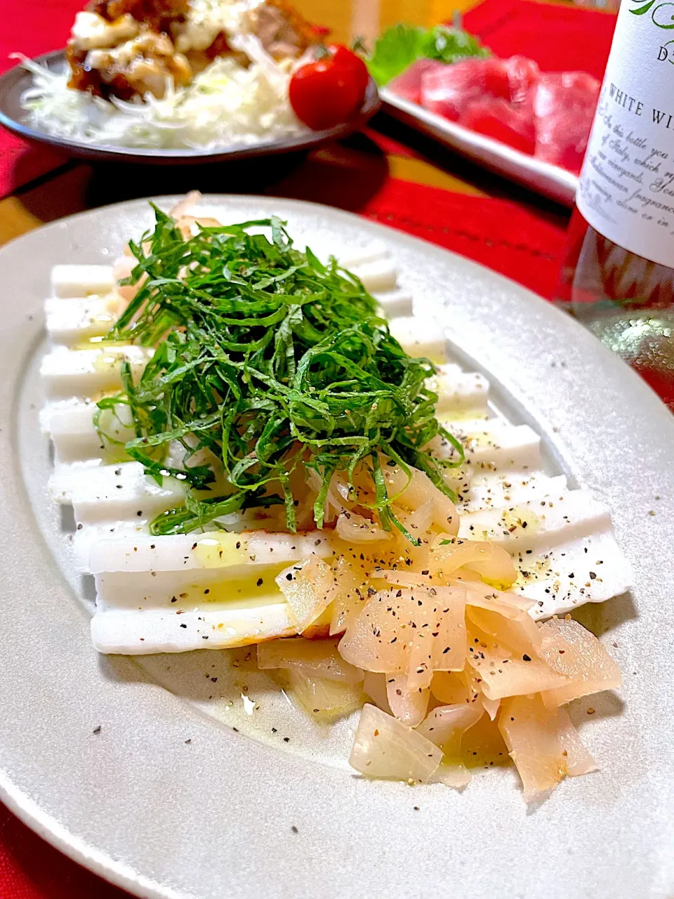 Snapdishの料理写真:ちくわとガリのカルパッチョ風🍀*゜|おかちさん