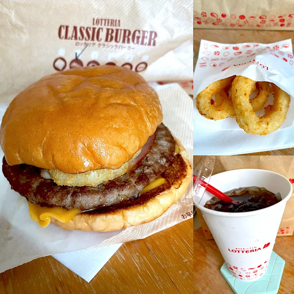 クラシックロデオウエスタンバーガー🍔　　オニオンフライ🍟　　コーラ🥤|るみおんさん