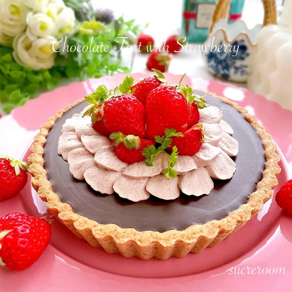 オートミールの苺チョコタルトです🍓🍓🍓|sucreroomさん