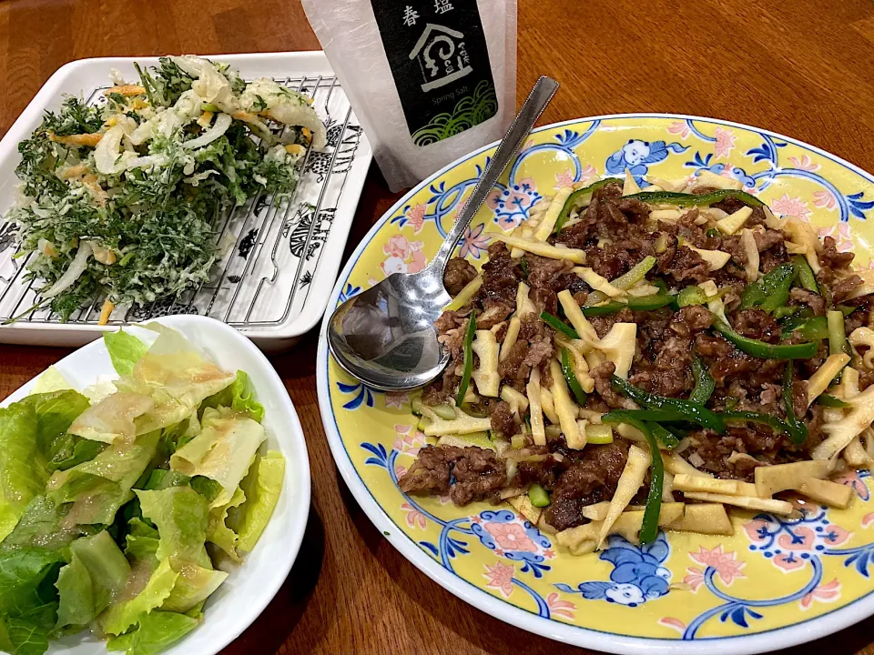 Snapdishの料理写真:今夜も収穫野菜で 晩ご飯|sakuramochiさん