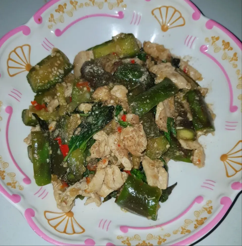 stir fry egg plant with chicken|patcookingfeverパットさん