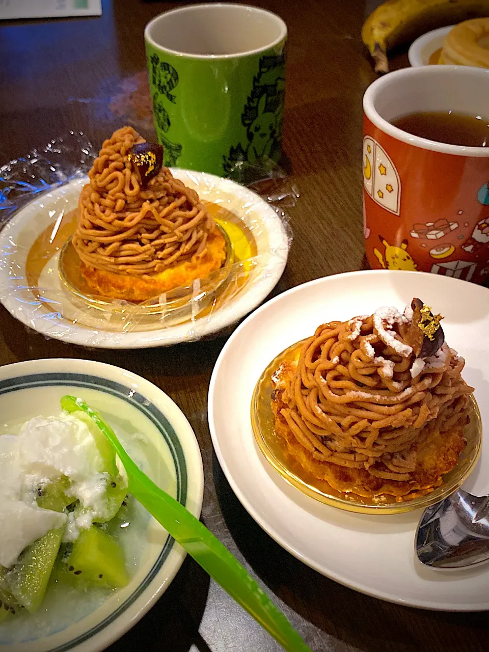 モンブラン　渋皮栗🌰　キウイヨーグルト🥝　コーヒー☕️|ch＊K*∀o(^^*)♪さん